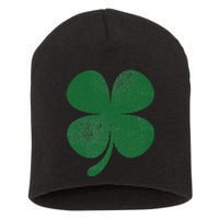 Distressed Green Four Leaf Clover Saint Patrick's Day Lover Short Acrylic Beanie