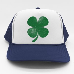 Distressed Green Four Leaf Clover Saint Patrick's Day Lover Trucker Hat