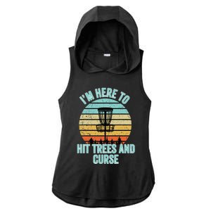 Disc Golf Funny Hit Trees And Curse Retro Disc Golf Ladies PosiCharge Tri-Blend Wicking Draft Hoodie Tank