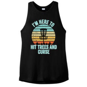 Disc Golf Funny Hit Trees And Curse Retro Disc Golf Ladies PosiCharge Tri-Blend Wicking Tank