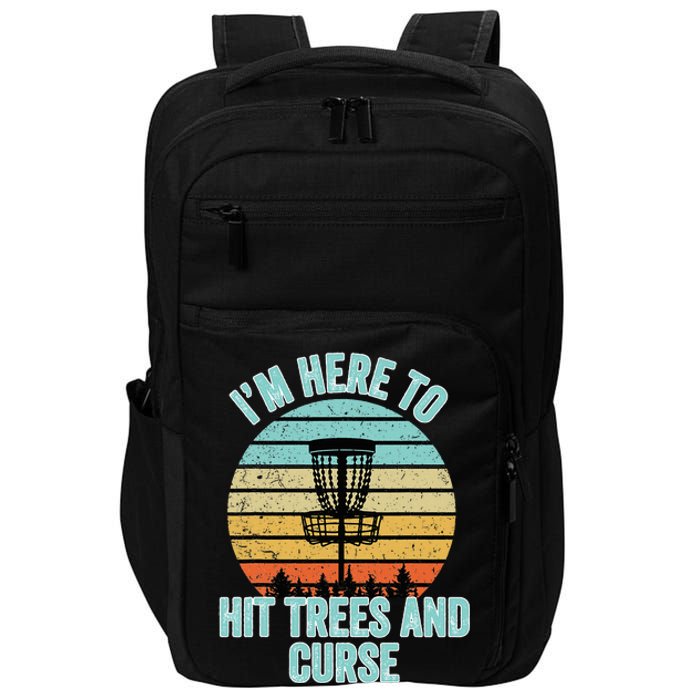 Disc Golf Funny Hit Trees And Curse Retro Disc Golf Impact Tech Backpack