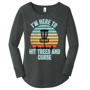 Disc Golf Funny Hit Trees And Curse Retro Disc Golf Women's Perfect Tri Tunic Long Sleeve Shirt