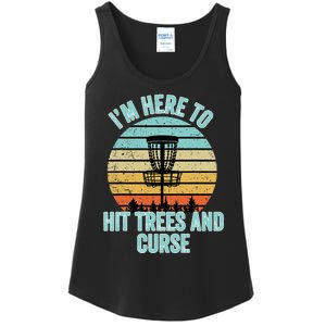 Disc Golf Funny Hit Trees And Curse Retro Disc Golf Ladies Essential Tank