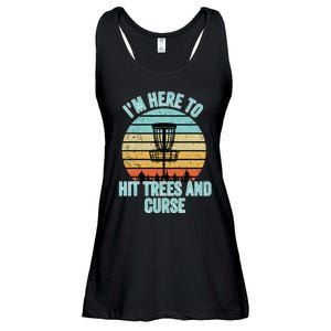 Disc Golf Funny Hit Trees And Curse Retro Disc Golf Ladies Essential Flowy Tank