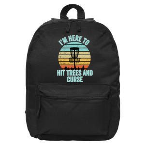 Disc Golf Funny Hit Trees And Curse Retro Disc Golf 16 in Basic Backpack