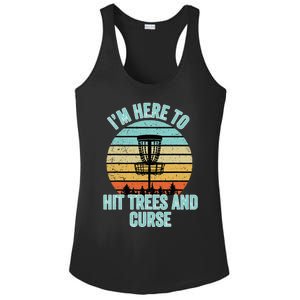 Disc Golf Funny Hit Trees And Curse Retro Disc Golf Ladies PosiCharge Competitor Racerback Tank