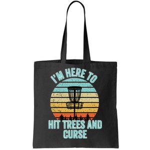 Disc Golf Funny Hit Trees And Curse Retro Disc Golf Tote Bag