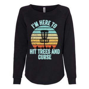 Disc Golf Funny Hit Trees And Curse Retro Disc Golf Womens California Wash Sweatshirt