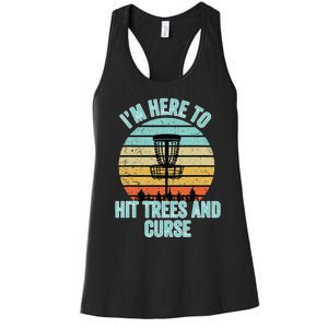 Disc Golf Funny Hit Trees And Curse Retro Disc Golf Women's Racerback Tank