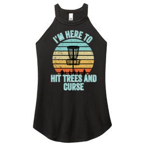 Disc Golf Funny Hit Trees And Curse Retro Disc Golf Women's Perfect Tri Rocker Tank