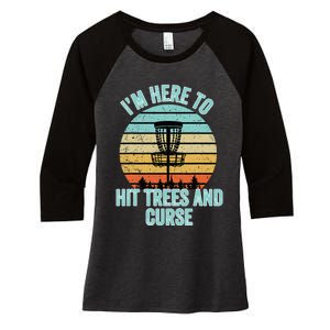 Disc Golf Funny Hit Trees And Curse Retro Disc Golf Women's Tri-Blend 3/4-Sleeve Raglan Shirt