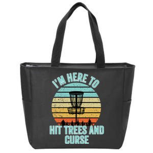 Disc Golf Funny Hit Trees And Curse Retro Disc Golf Zip Tote Bag