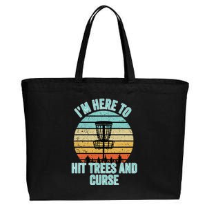 Disc Golf Funny Hit Trees And Curse Retro Disc Golf Cotton Canvas Jumbo Tote