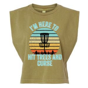 Disc Golf Funny Hit Trees And Curse Retro Disc Golf Garment-Dyed Women's Muscle Tee