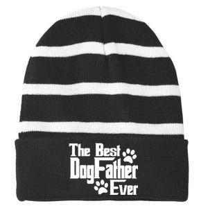 Dogfather Gift For Dog Lovers Striped Beanie with Solid Band