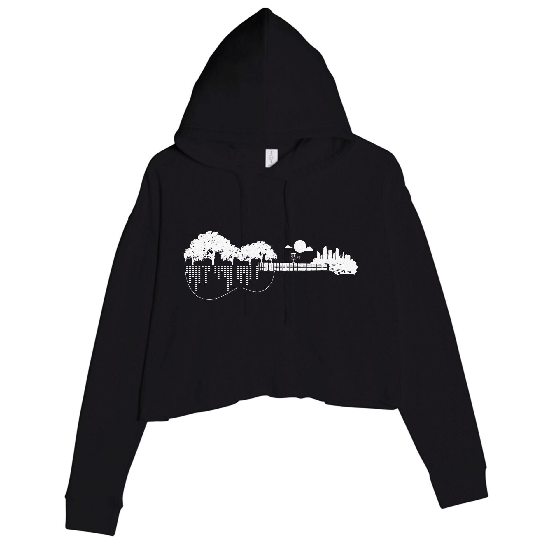 Disc Golf Flying Disc Disc Golf Sunset Guitar Crop Fleece Hoodie