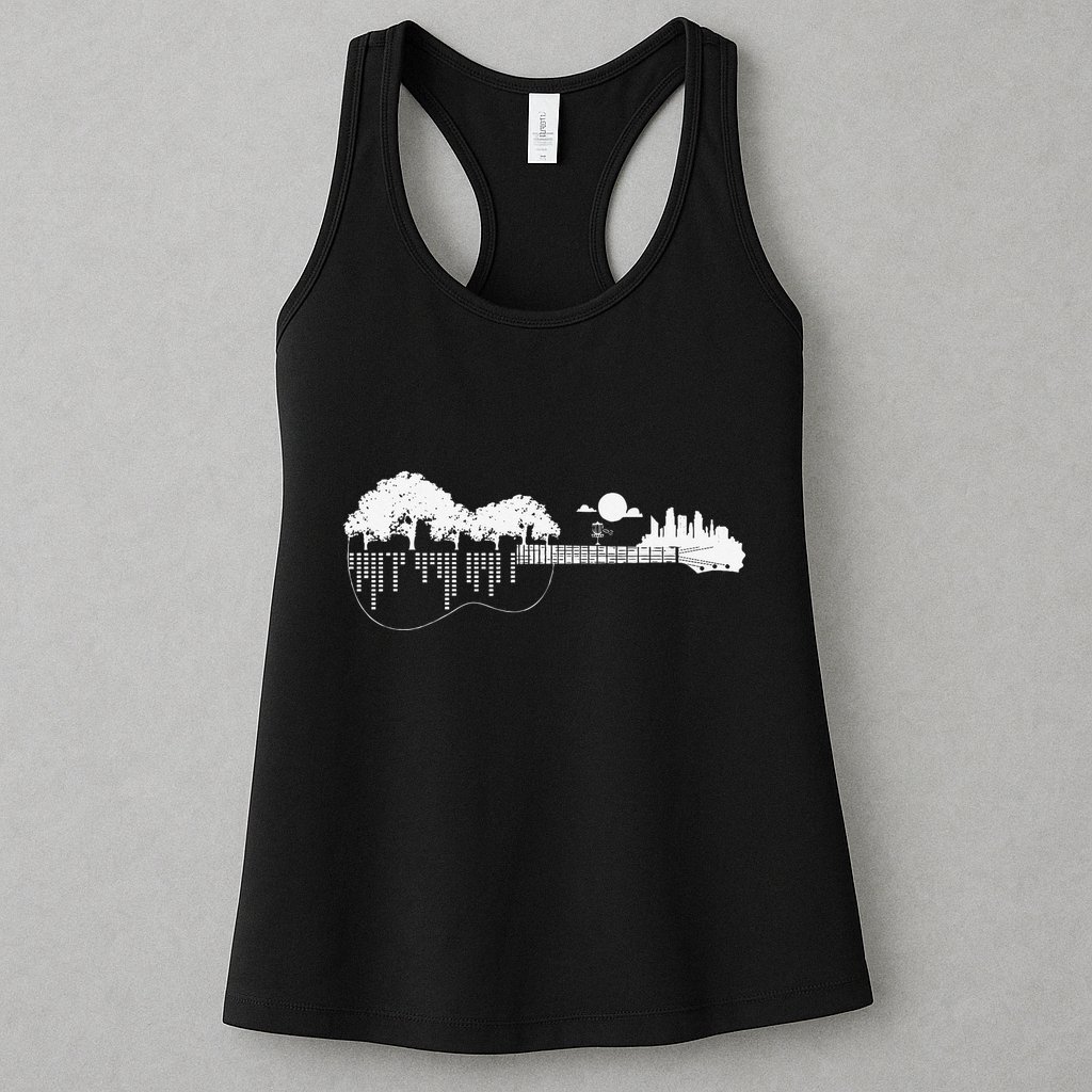 Disc Golf Flying Disc Disc Golf Sunset Guitar Womens Tank Top
