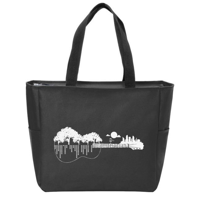 Disc Golf Flying Disc Disc Golf Sunset Guitar Zip Tote Bag