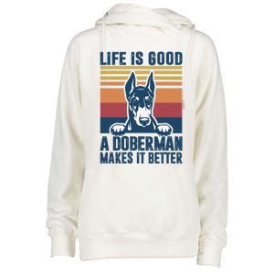 Doberman Gifts For  Doberman Dog Dad Mom Womens Funnel Neck Pullover Hood