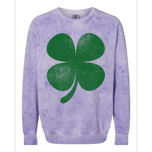 Distressed Green Four Leaf Clover Saint Patrick's Day Lover Colorblast Crewneck Sweatshirt