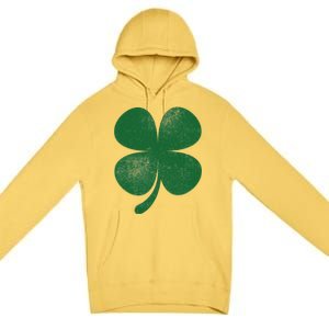 Distressed Green Four Leaf Clover Saint Patrick's Day Lover Premium Pullover Hoodie