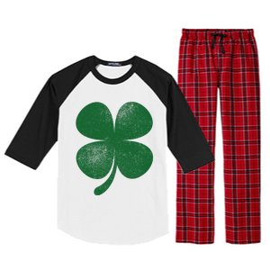 Distressed Green Four Leaf Clover Saint Patrick's Day Lover Raglan Sleeve Pajama Set