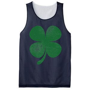 Distressed Green Four Leaf Clover Saint Patrick's Day Lover Mesh Reversible Basketball Jersey Tank