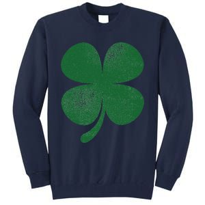 Distressed Green Four Leaf Clover Saint Patrick's Day Lover Tall Sweatshirt