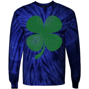 Distressed Green Four Leaf Clover Saint Patrick's Day Lover Tie-Dye Long Sleeve Shirt