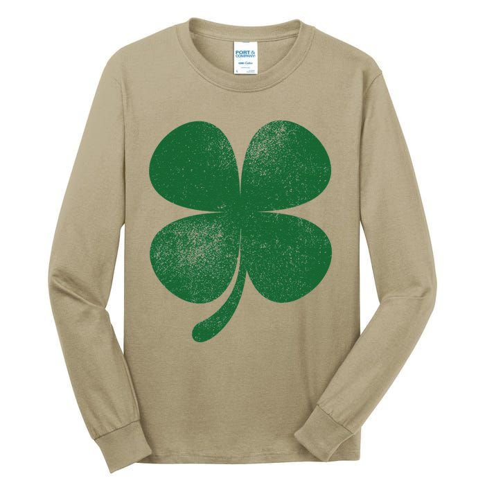 Distressed Green Four Leaf Clover Saint Patrick's Day Lover Tall Long Sleeve T-Shirt