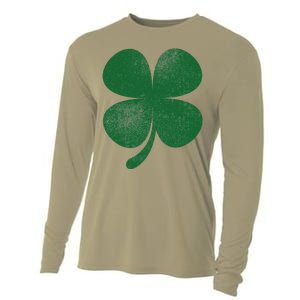 Distressed Green Four Leaf Clover Saint Patrick's Day Lover Cooling Performance Long Sleeve Crew