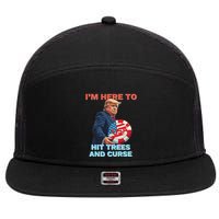 Disc Golf Funny Hit Trees And Curse Retro Disc Golf 7 Panel Mesh Trucker Snapback Hat