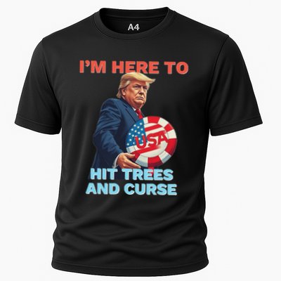 Disc Golf Funny Hit Trees And Curse Retro Disc Golf Performance Shirt