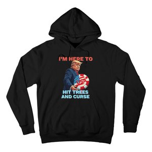 Disc Golf Funny Hit Trees And Curse Retro Disc Golf Hoodie