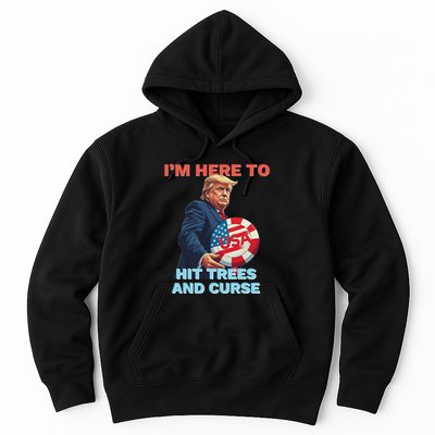 Disc Golf Funny Hit Trees And Curse Retro Disc Golf Hoodie