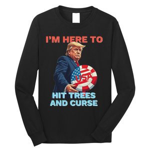 Disc Golf Funny Hit Trees And Curse Retro Disc Golf Long Sleeve Shirt