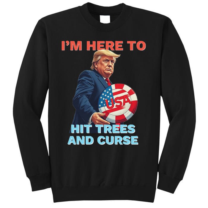 Disc Golf Funny Hit Trees And Curse Retro Disc Golf Sweatshirt