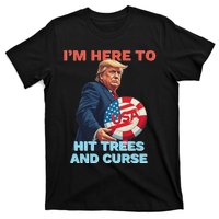 Disc Golf Funny Hit Trees And Curse Retro Disc Golf T-Shirt