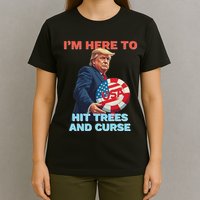 Disc Golf Funny Hit Trees And Curse Retro Disc Golf T-Shirt