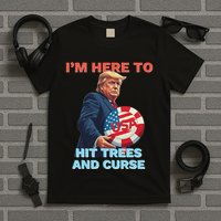 Disc Golf Funny Hit Trees And Curse Retro Disc Golf T-Shirt