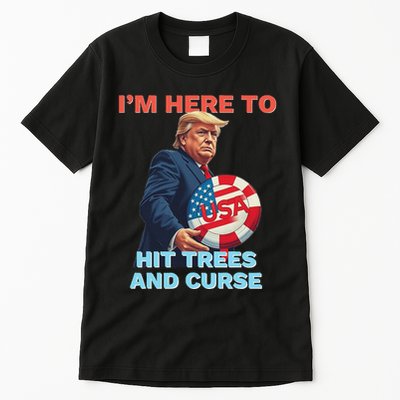 Disc Golf Funny Hit Trees And Curse Retro Disc Golf Tall T-Shirt