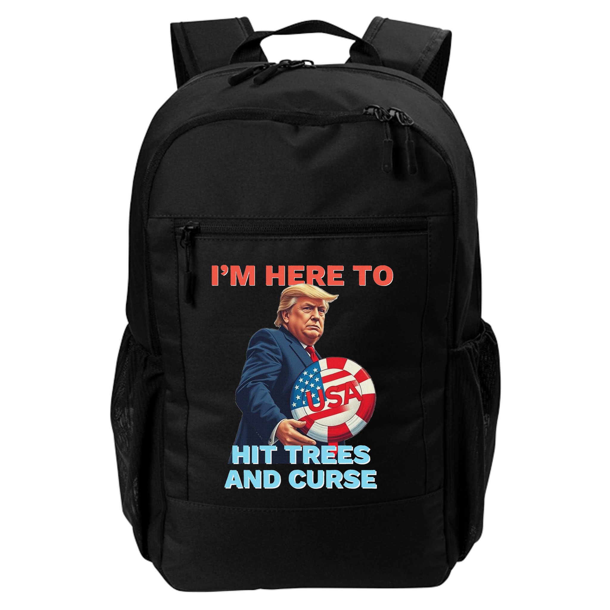 Disc Golf Funny Hit Trees And Curse Retro Disc Golf Backpack