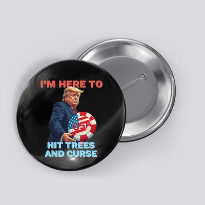 Disc Golf Funny Hit Trees And Curse Retro Disc Golf Button