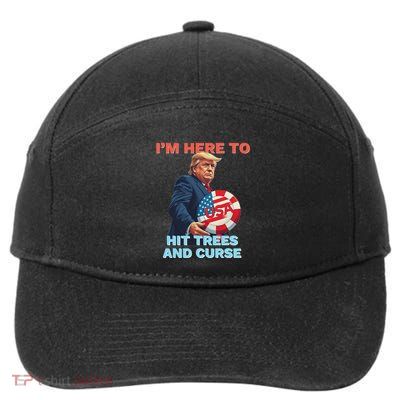 Disc Golf Funny Hit Trees And Curse Retro Disc Golf 7-Panel Snapback Hat