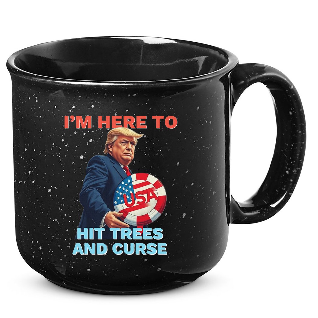 Disc Golf Funny Hit Trees And Curse Retro Disc Golf 15oz Campfire Ceramic Mug