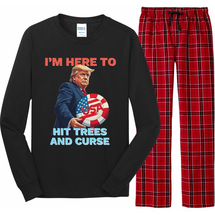 Disc Golf Funny Hit Trees And Curse Retro Disc Golf Long Sleeve Pajama Set