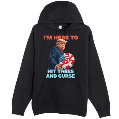 Disc Golf Funny Hit Trees And Curse Retro Disc Golf Premium Pullover Hoodie
