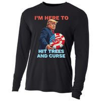 Disc Golf Funny Hit Trees And Curse Retro Disc Golf Cooling Performance Long Sleeve Crew