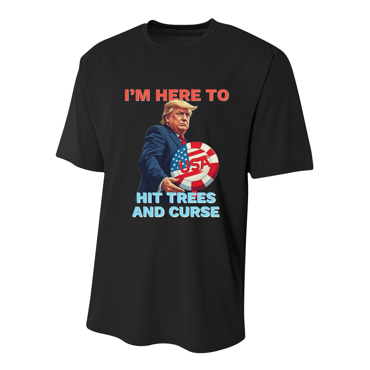 Disc Golf Funny Hit Trees And Curse Retro Disc Golf Youth Performance Sprint T-Shirt