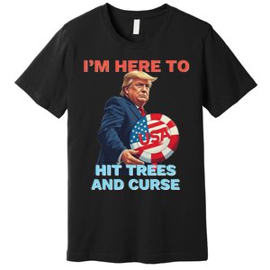 Disc Golf Funny Hit Trees And Curse Retro Disc Golf Premium T-Shirt